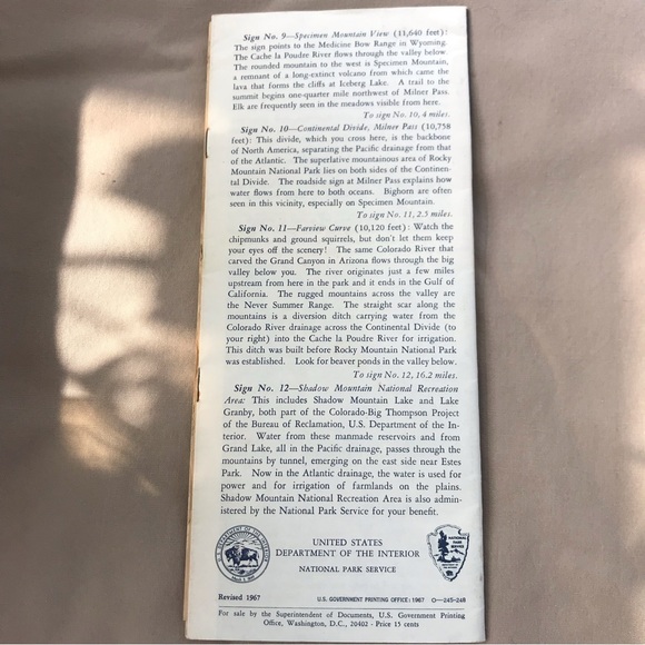 Rocky Mountain National Park Colorado Brochure Map 1967 Activities Program - Picture 3 of 7